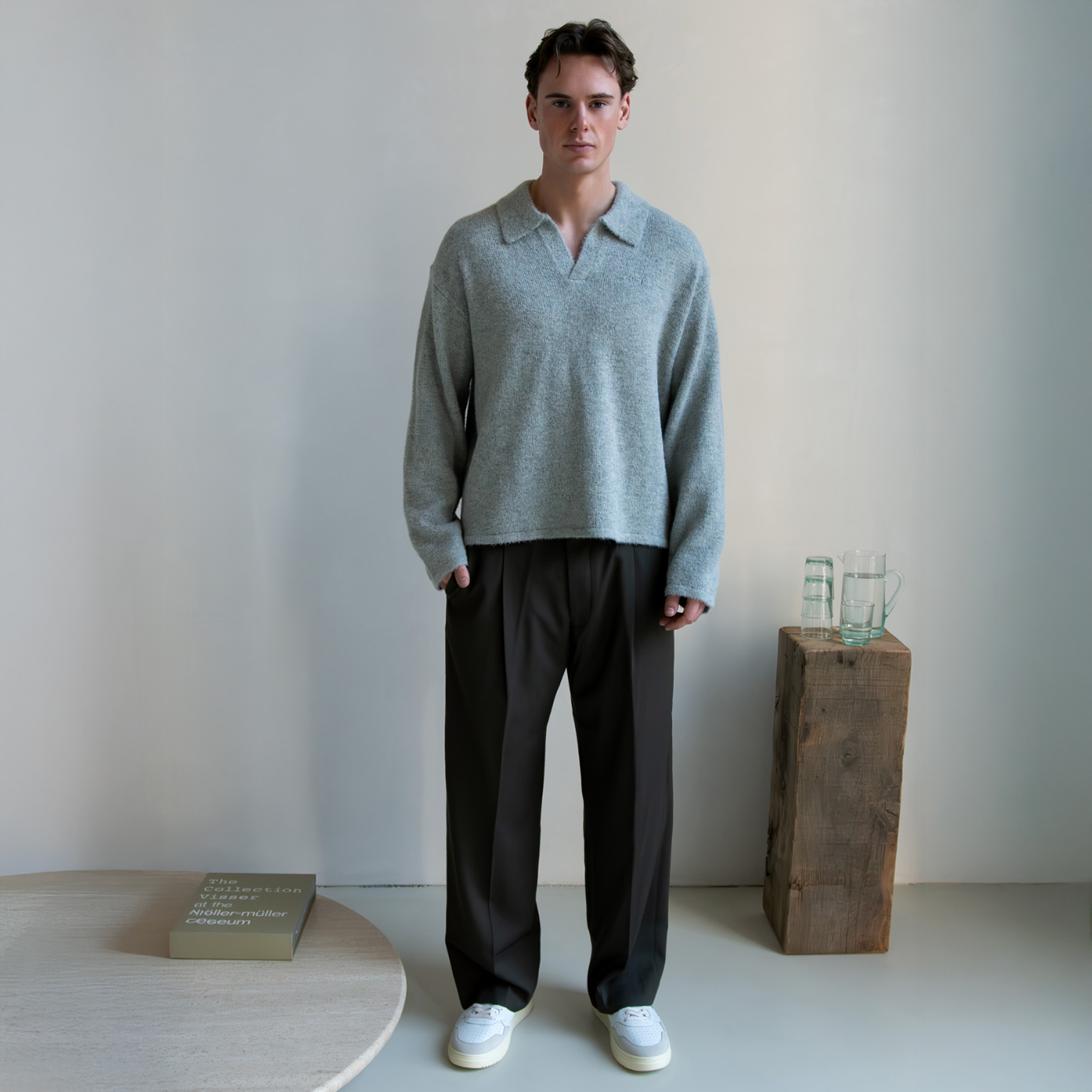 OLAF HUSSEIN Olaf Signature Knitted Polo Grijs