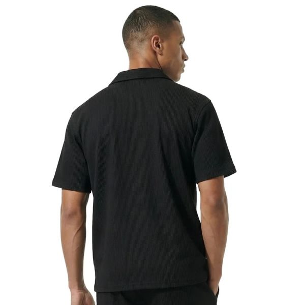 Malelions Ribbed Camp Collar Overhemd Zwart