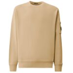 CP Company Cotton Diagonal Fleece Resist Dyed Lens Sweater Beige