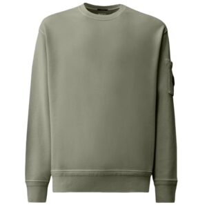 CP Company Cotton Diagonal Fleece Resist Dyed Lens Sweater Licht Blauw