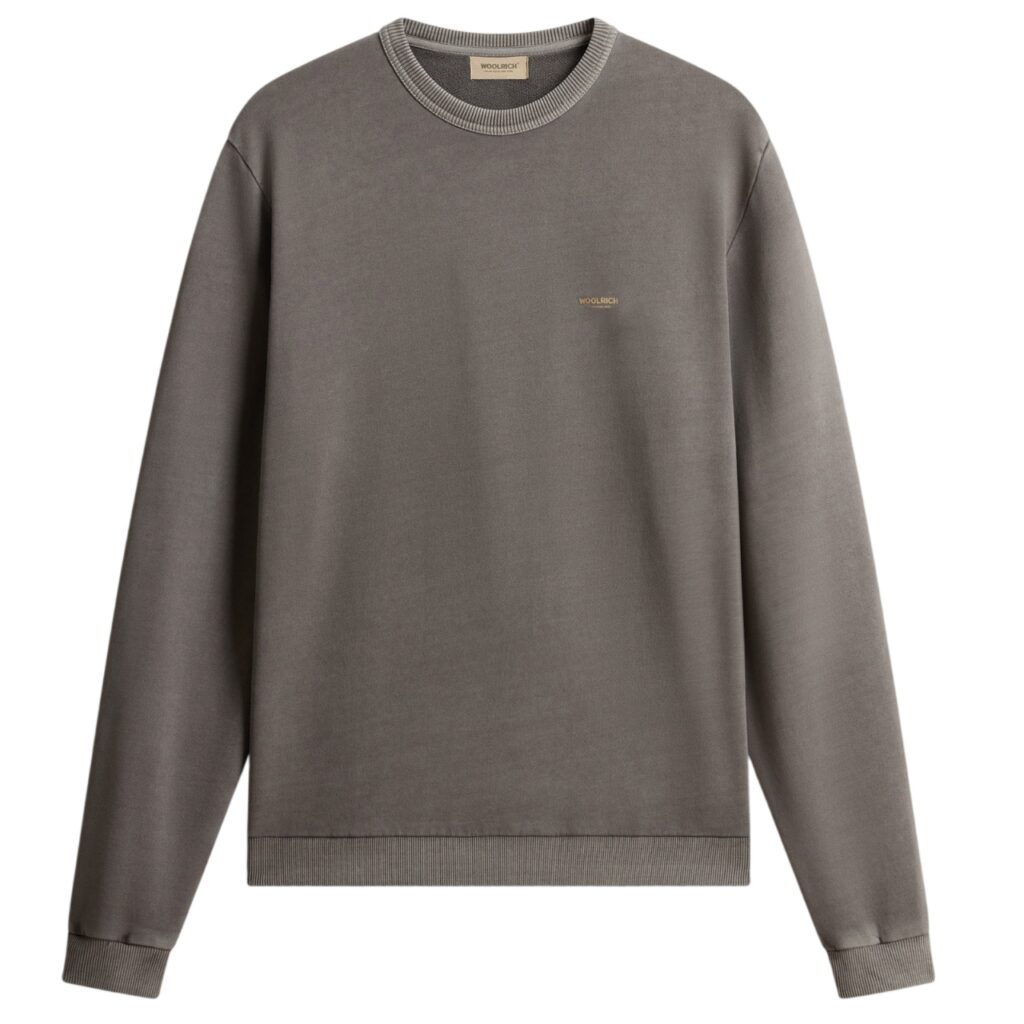 Woolrich Garment Dyed Logo Sweater Donker Groen