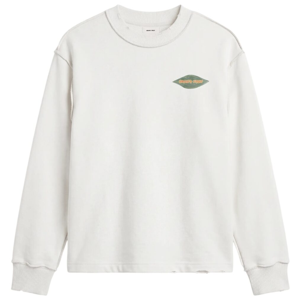 Bram’s Fruit Distressed Leaf Longsleeve T-shirt Off White
