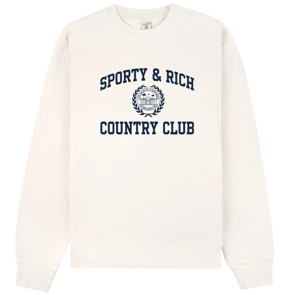 Sporty & Rich Varsity Crest Sweater Off White