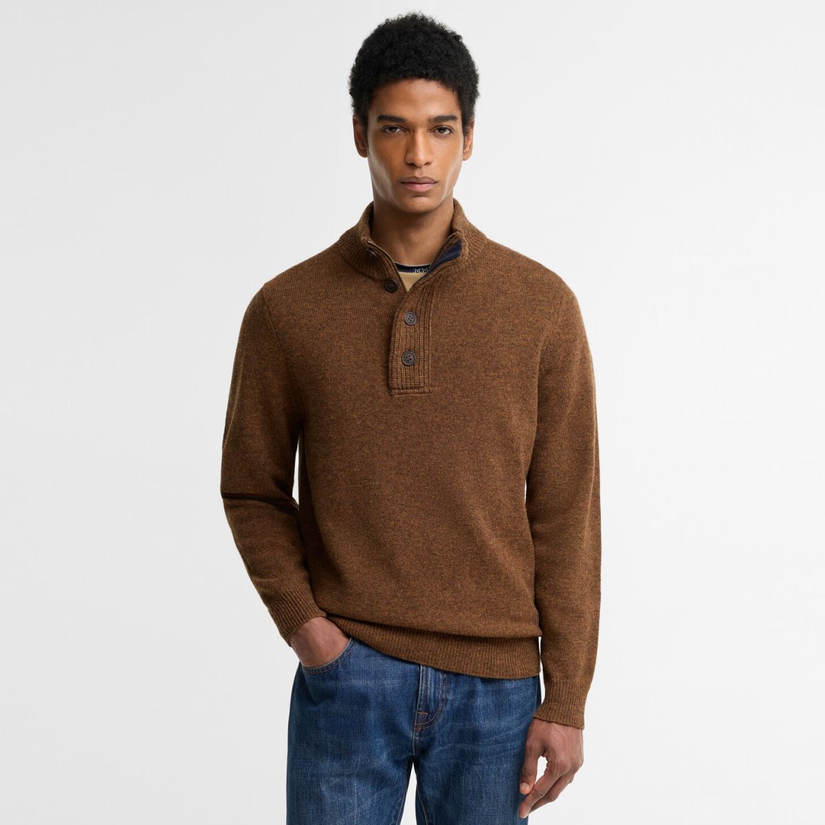Barbour Essential Patch Half Zip Sweater Bruin