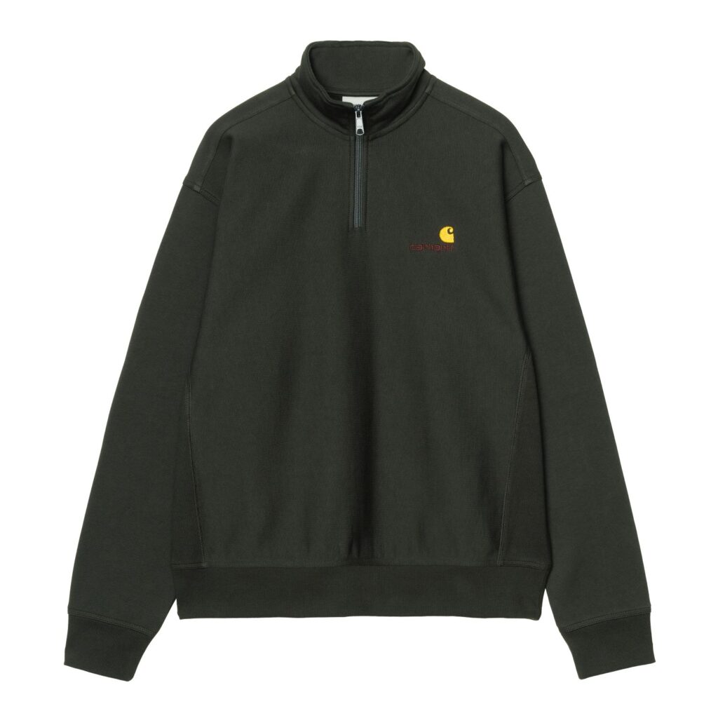 Carhartt WIP Half Zip American Script Sweater Donker Groen