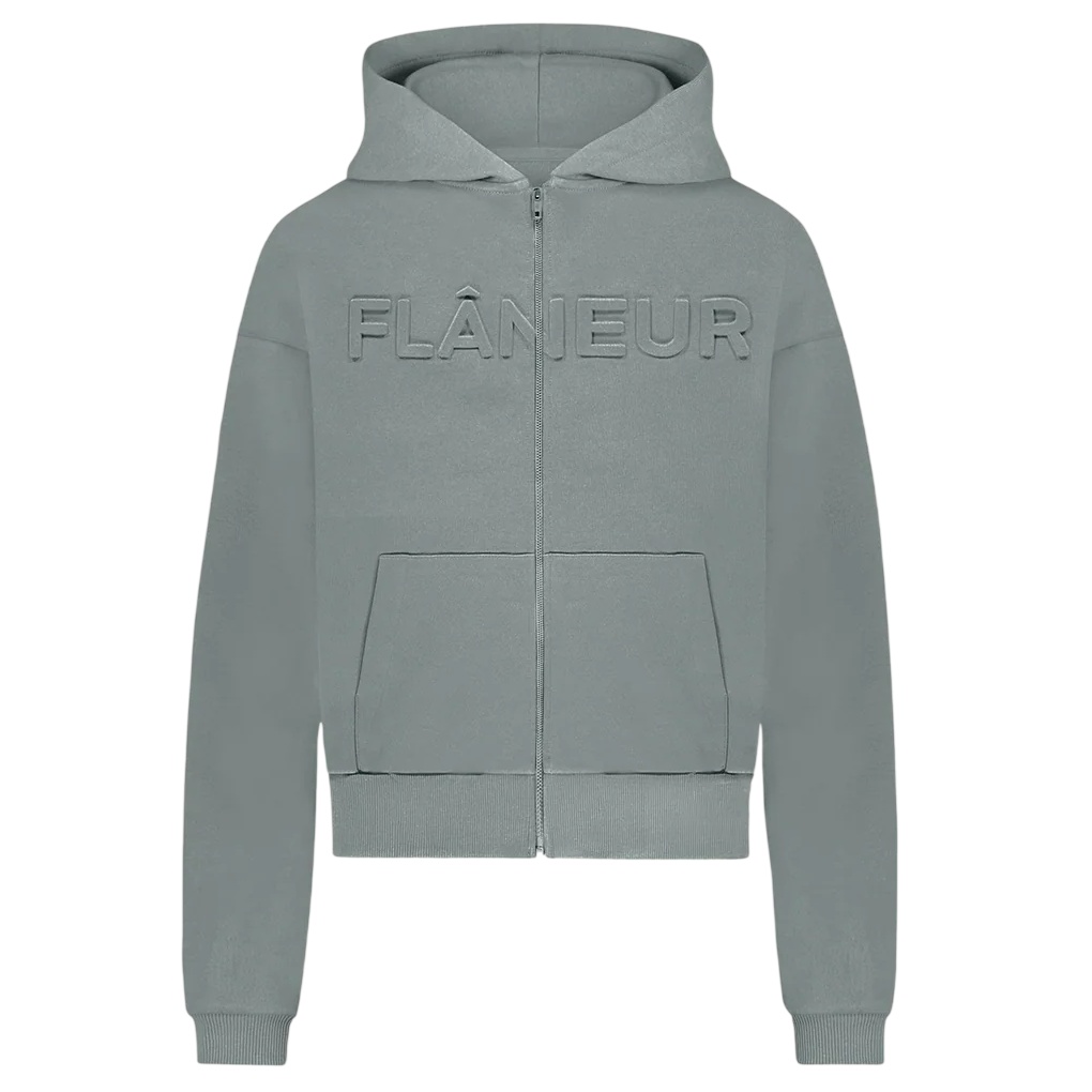Flâneur Embossed Zip-Up Vest Donker Blauw